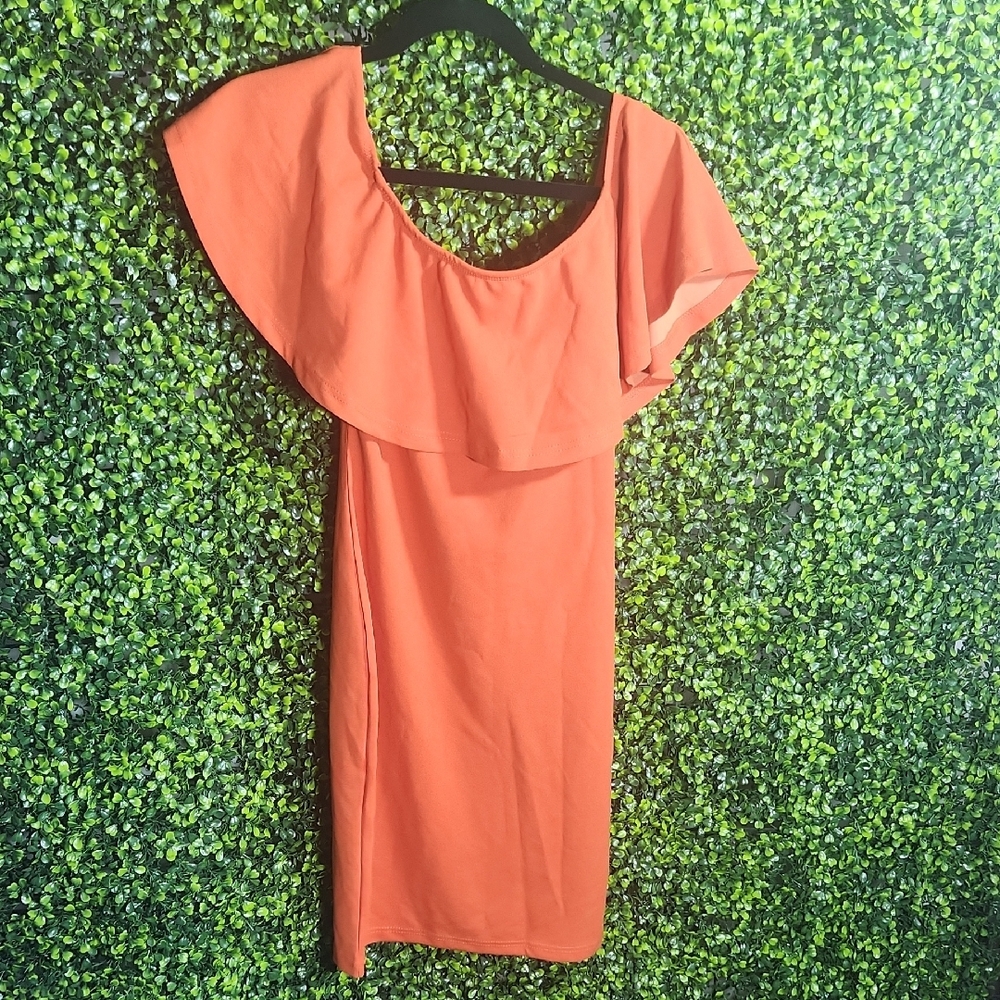 SHEIN Orange Pink Flutter Sleeve Mini Dress XS - Picture 5 of 6